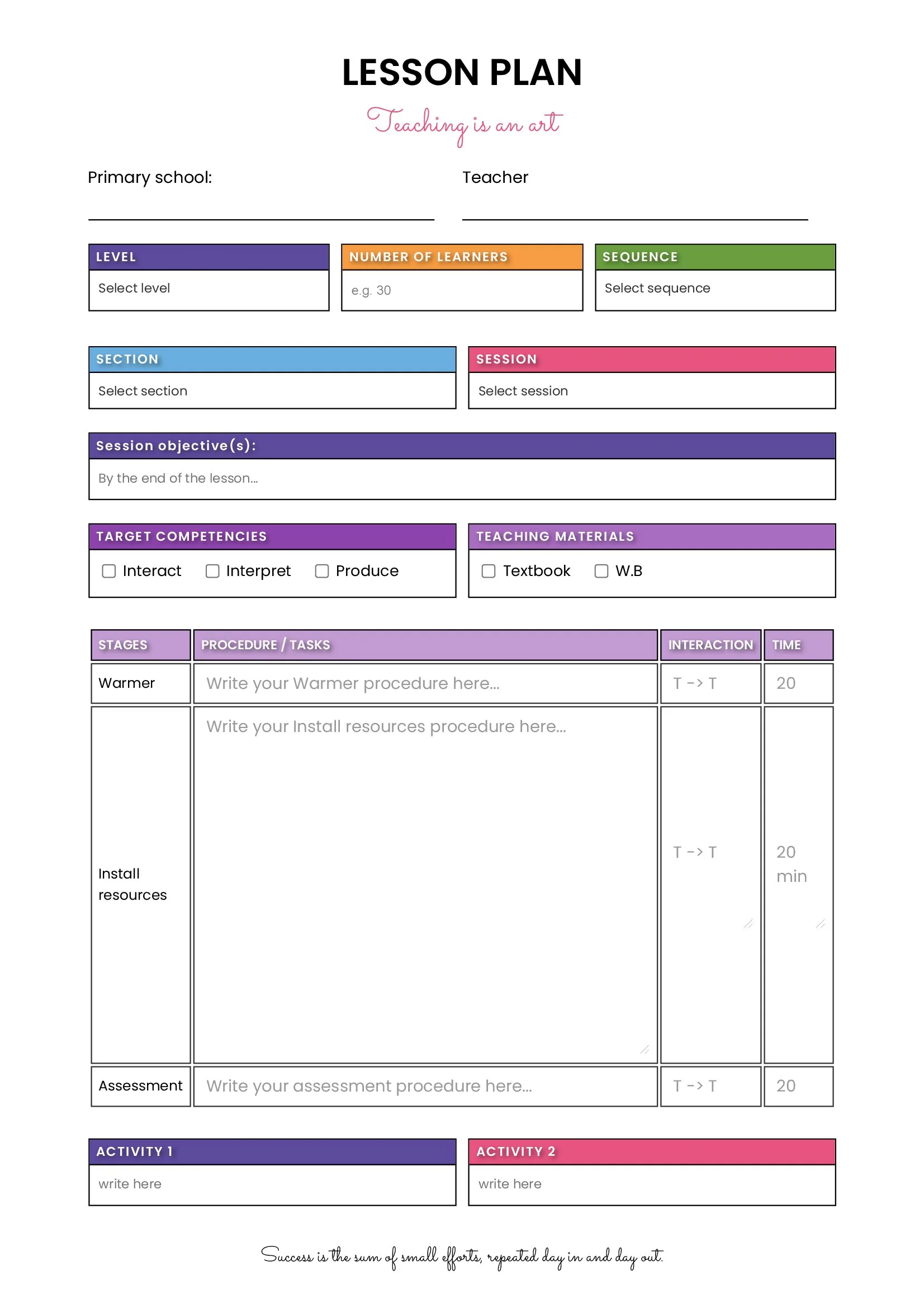 Weekly Goals & Overview